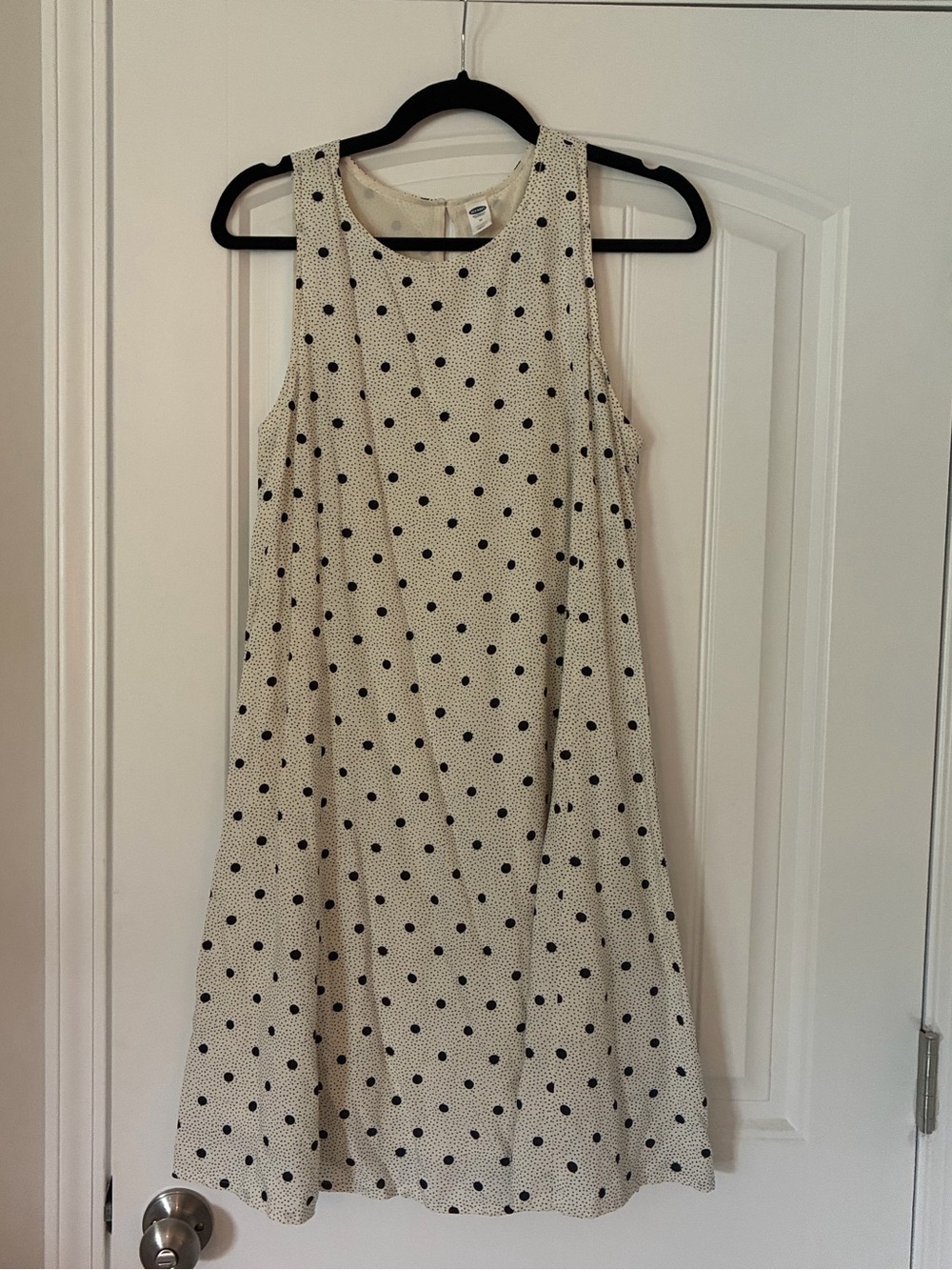 Old Navy Cream Sleeveless Polka Dot Swing Dress